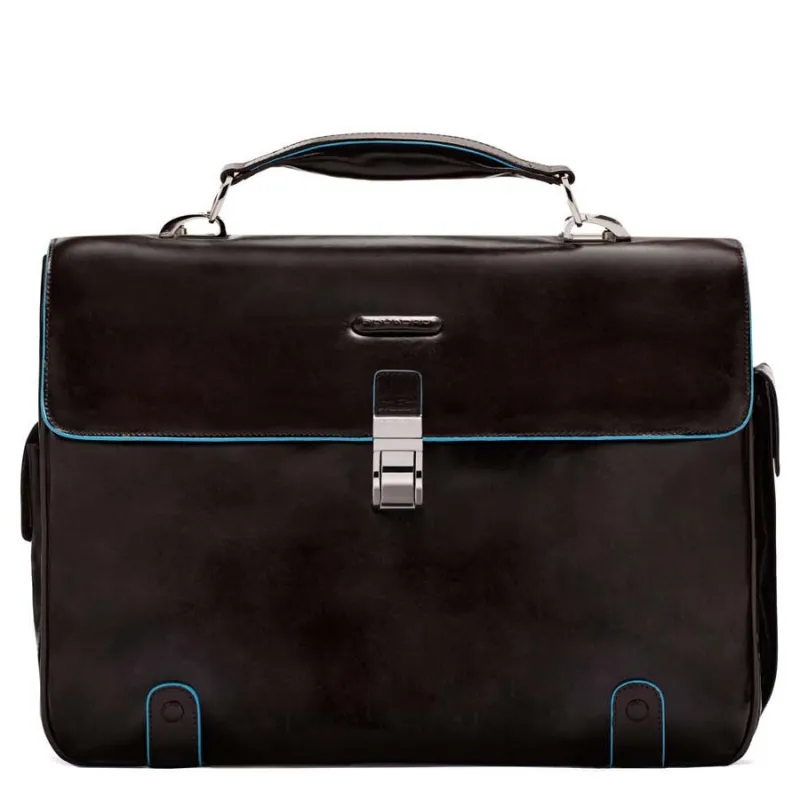 Piquadro Blue Square laptop briefcase with two dividers,...