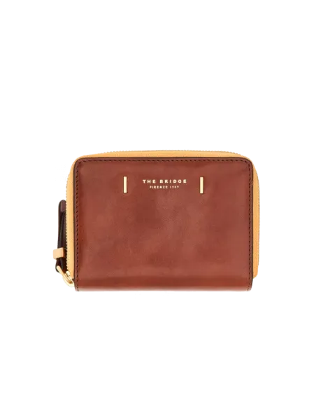 Portafogli donna medio con porta monete esterno con zip The Bridge cuoio