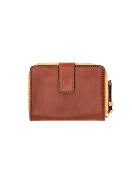 Portafogli donna medio con porta monete esterno con zip The Bridge cuoio