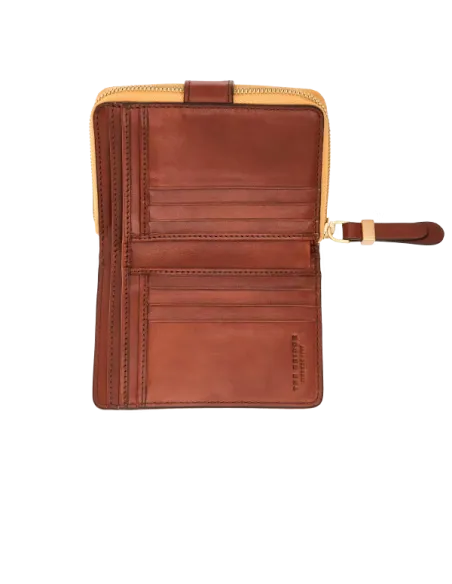 Portafogli donna medio con porta monete esterno con zip The Bridge cuoio
