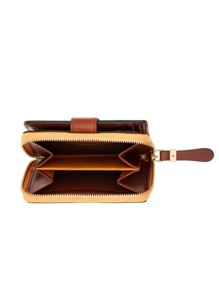 Mittlere Damengeldbörse mit Außenfach mit Reißverschluss The Bridge Chiara, braun