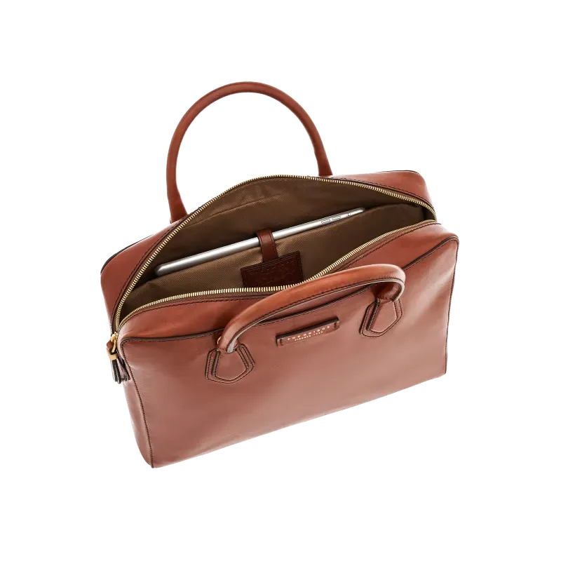 The Bridge Costanza Two-handles laptop briefcase, brown 2