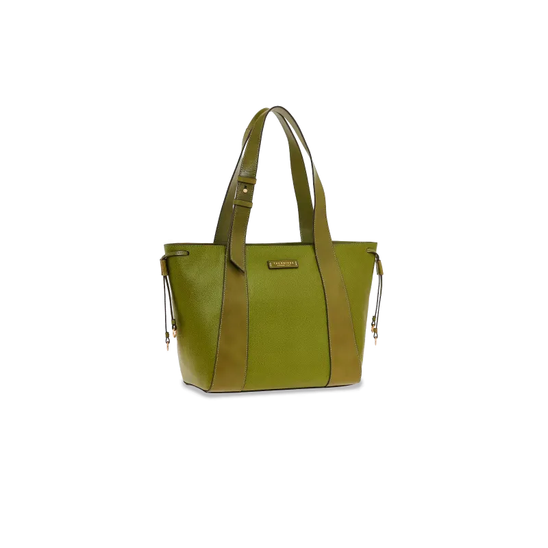 The Bridge Carlotta leather shopping bag, green