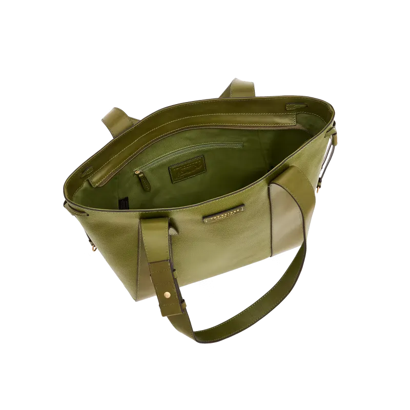 The Bridge Carlotta leather shopping bag, green 2