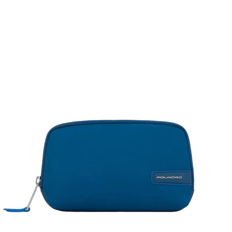 Piquadro Medium size clutch in recycled fabric petrol blue