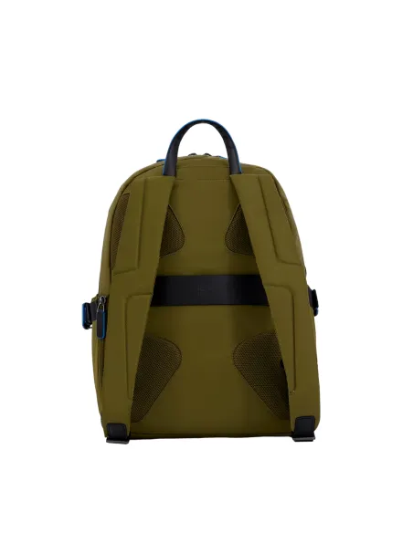 14" PC backpack in regenerated fabric and leather military green