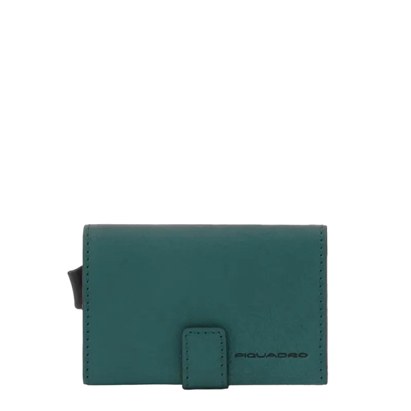 Compact wallet for Cash and credit cards Black Square green
