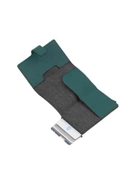 Porta carte di credito in metallo verde