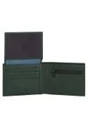 Men's wallet with zipped coin pocket and document window Harper, green