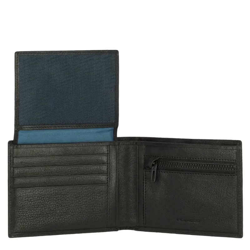 Men's wallet with zipped coin pocket and document window Harper black