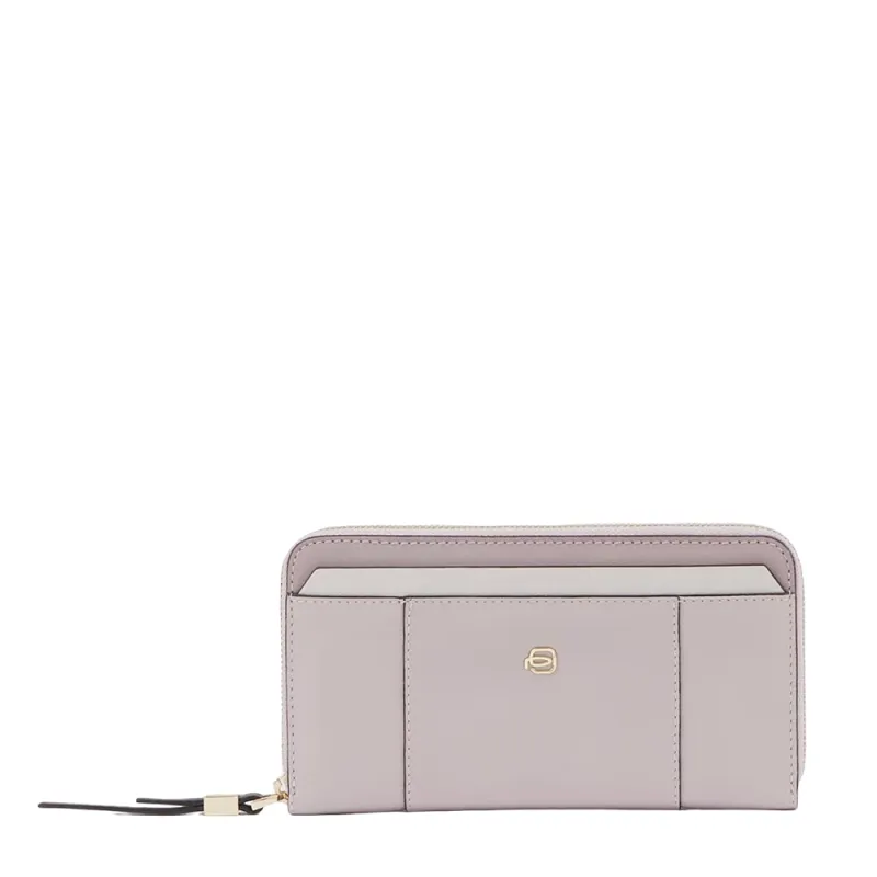 Zip-around women's wallet with card slots Circle, light...