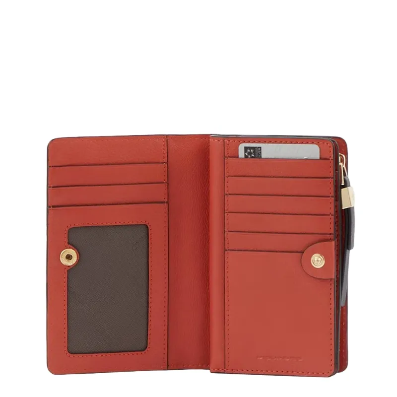 Women's leather wallet with 12 credit card slots Circle