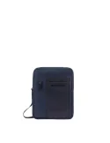 Leder-Umhängetasche mit iPad®-Fach Piquadro Finn, blau