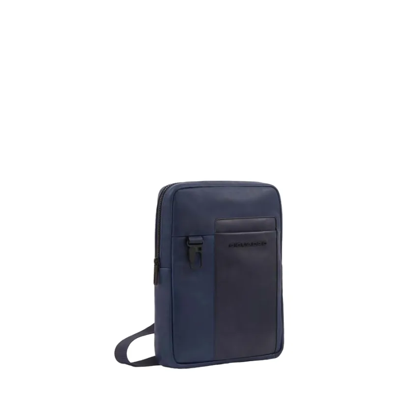 Borsello in pelle Piquadro Finn con tasca porta iPad® blu 2