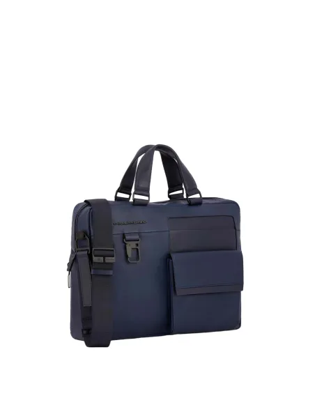 Laptop 14" briefcase with iPad® compartment Piquadro Finn, blue