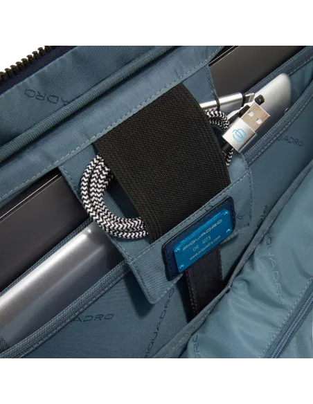 Laptop 14" briefcase with iPad® compartment Piquadro Finn, blue