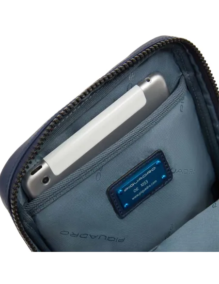 Borsello in pelle Piquadro Finn porta iPad®mini blu