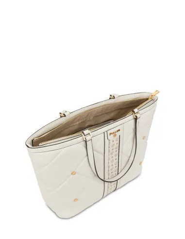 Quilted Pollini shopping bag with zip...