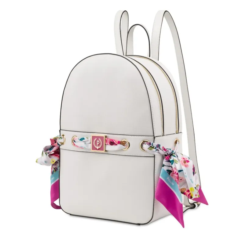 Pollini Damen-Rucksack mit zwei Fächern, weiß 2