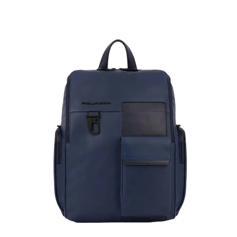 Piquadro Finn 14" Leder Computer-Rucksack, blau