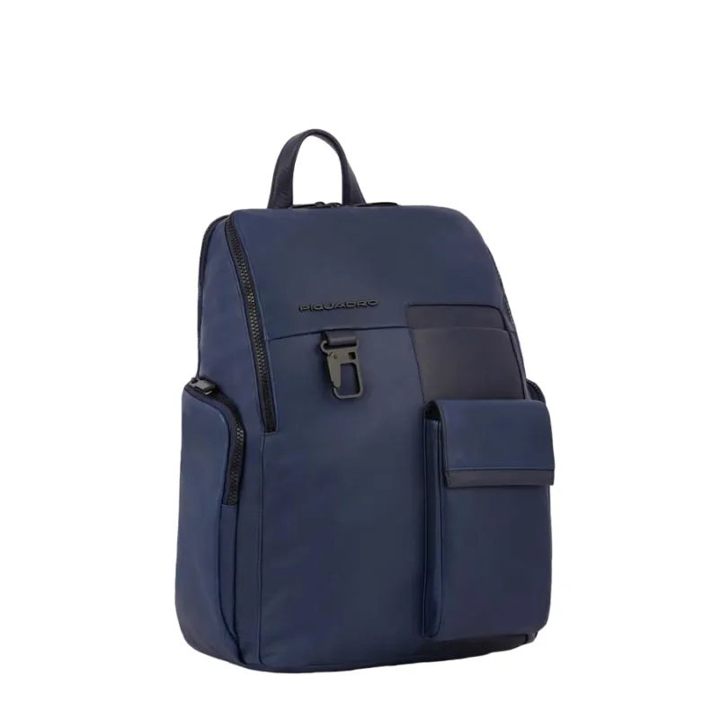Piquadro Finn 14" leather computer backpack, blue 2