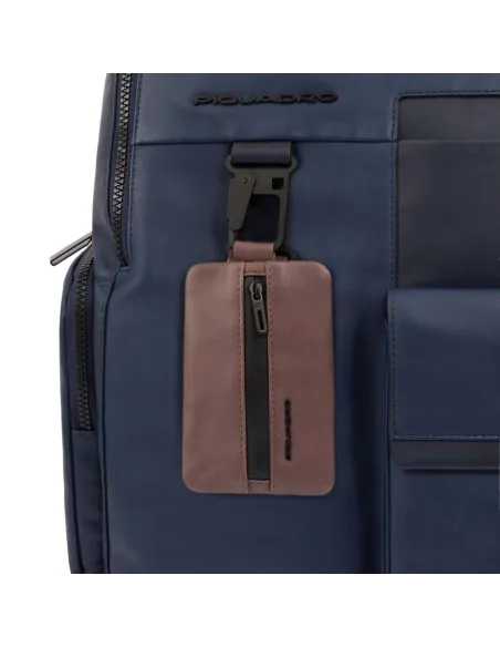 Piquadro Finn 14" Leder Computer-Rucksack, blau