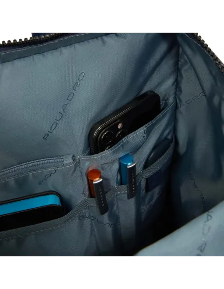 Piquadro Finn 14" leather computer backpack, blue
