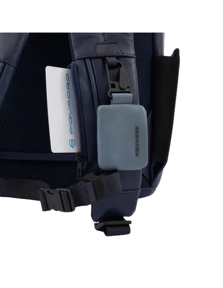 Piquadro Finn 14" Leder Computer-Rucksack, blau