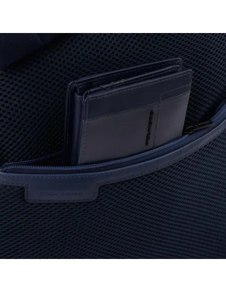 Piquadro Finn 14" leather computer backpack, blue