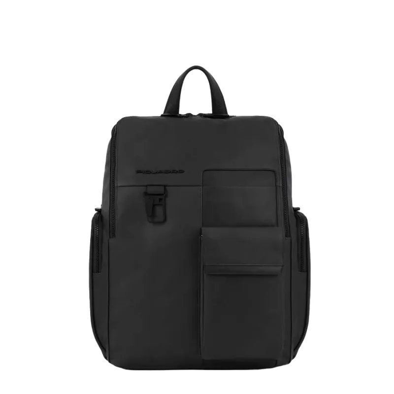 Piquadro Finn 14" leather computer backpack, black