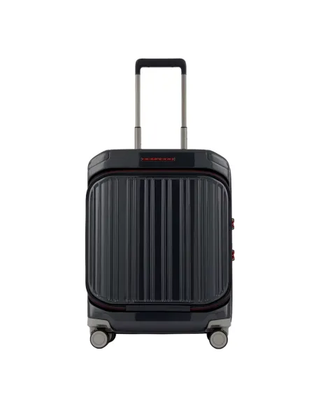 Trolley cabina rigido con tasca frontale Piquadro grigio lucido