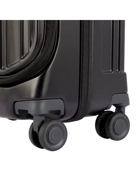 Trolley cabina rigido con tasca frontale Piquadro grigio lucido