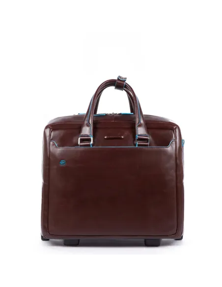 Piquadro Blue Square Wheeled Computer briefcase, dark brown