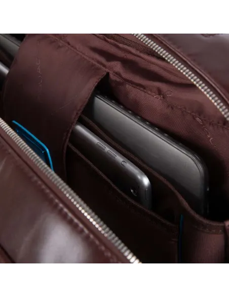 Cartella Pilota in pelle Piquadro Blue Square mogano