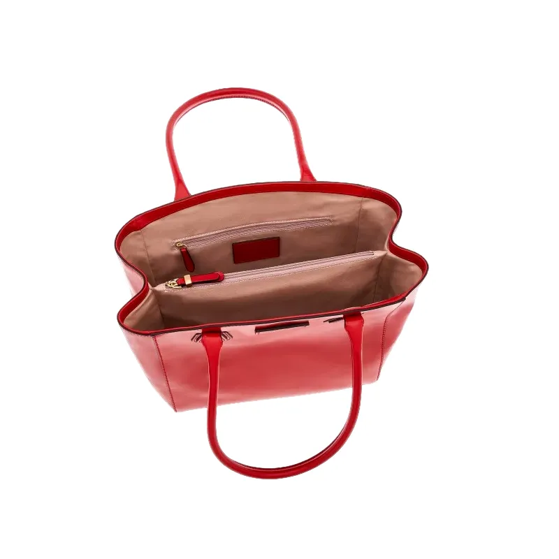 The Bridge Costanza leather shopping bag, red 2