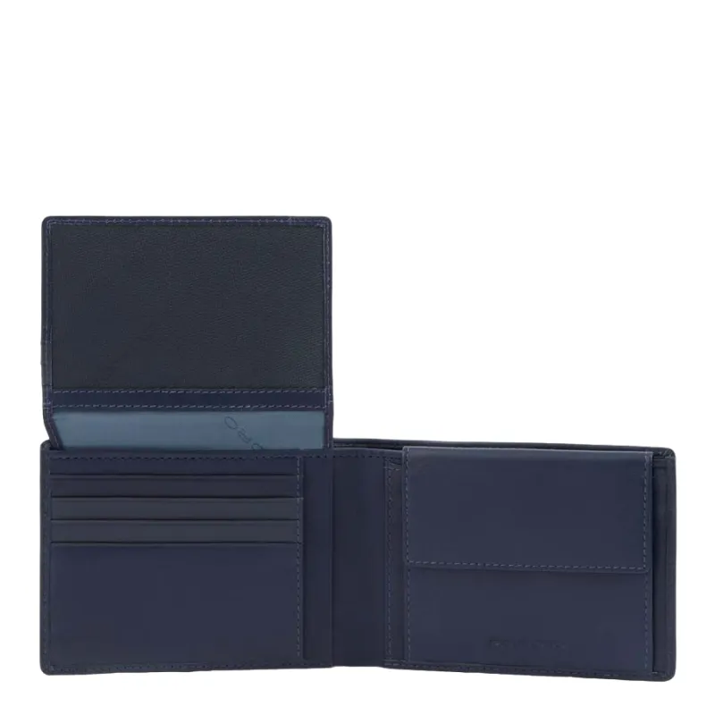 Piquadro Finn Men's wallet with flip up ID window, coin...