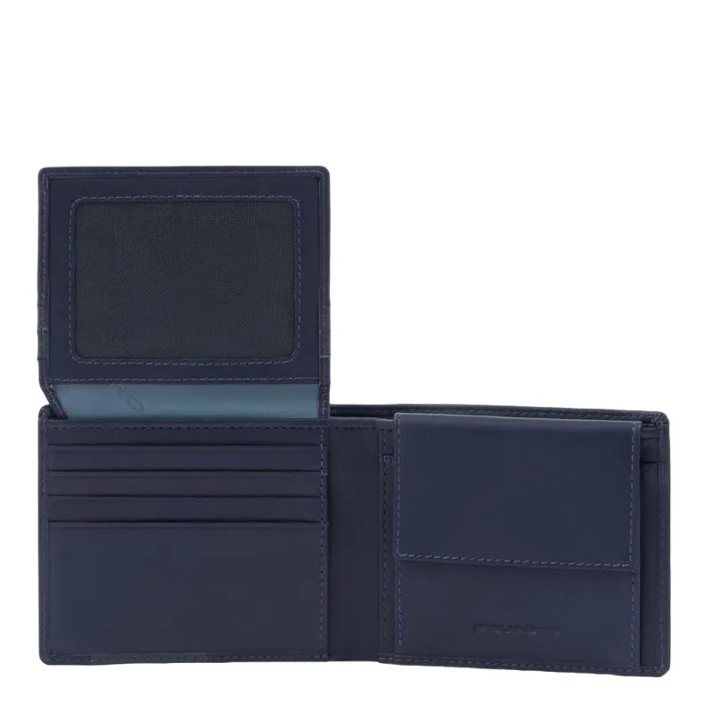 Piquadro Finn Men's wallet with flip up ID window, coin...