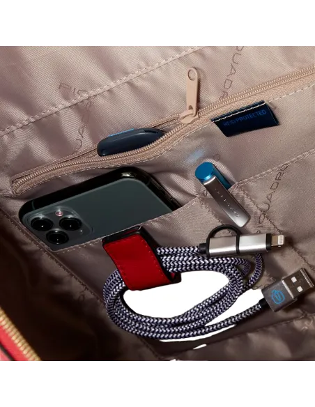 Laptoptasche Damen mit Anti-Stoss Schutz Piquadro Circle, rot