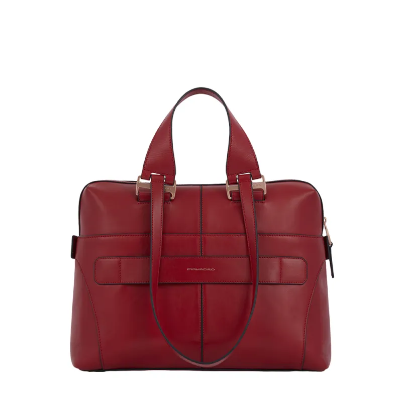 Borsa donna in pelle porta computer Piquadro Ray rossa 2