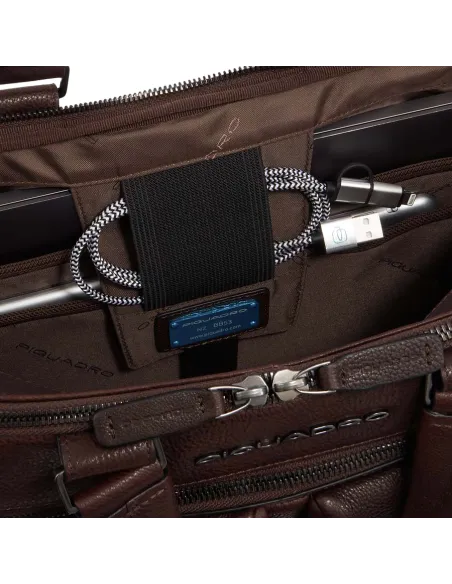 Piquadro Paavo laptop bag with iPad®Pro 12,9" compartment, two dividers, blue