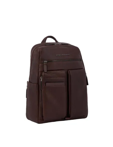 Laptop-Rucksack aus leder mit iPad®-Fach Piquadro Paavo, Dunkelbraun