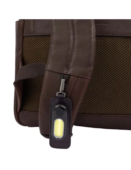 Piquadro Paavo laptop backpack with iPad® compartment and RFID anti-fraud protection, dark brown