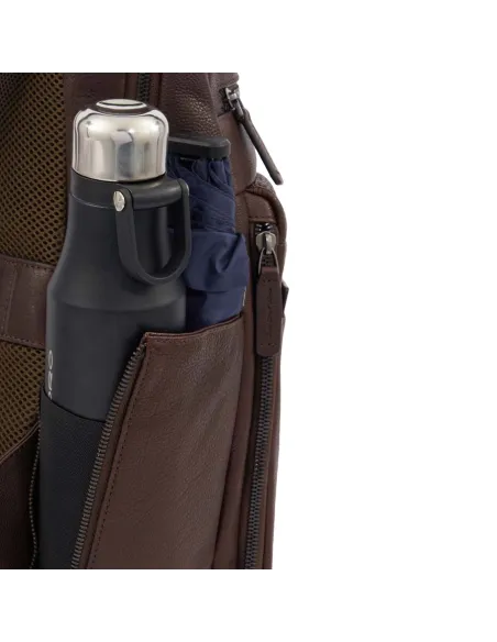 Laptop-Rucksack aus leder mit iPad®-Fach Piquadro Paavo, Dunkelbraun
