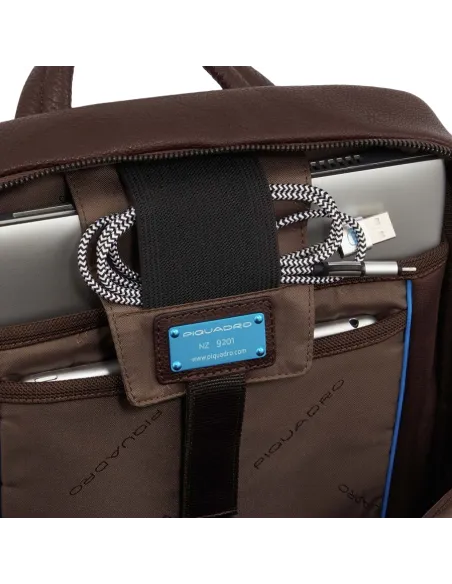 Piquadro Paavo laptop backpack with iPad® compartment and RFID anti-fraud protection, dark brown