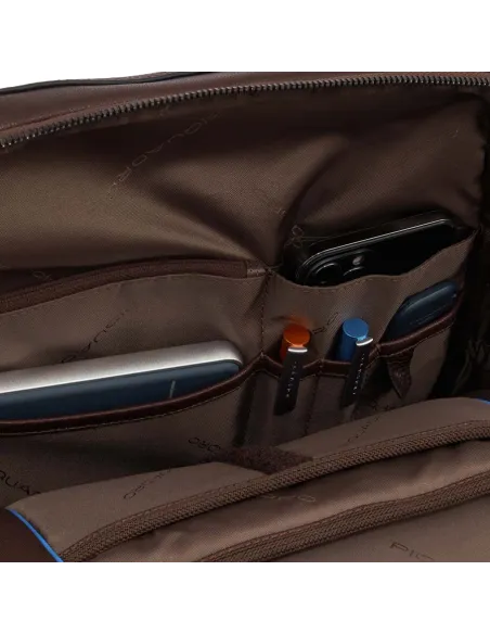 Laptop-Rucksack aus leder mit iPad®-Fach Piquadro Paavo, Dunkelbraun