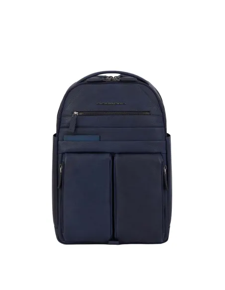 Zaino Porta computer in pelle Piquadro Paavo blu