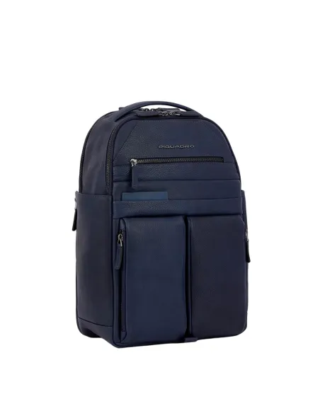 Laptop-Rucksack mit iPad®-Fach und verstellbarem Brustgurt Piquadro Paavo, blau