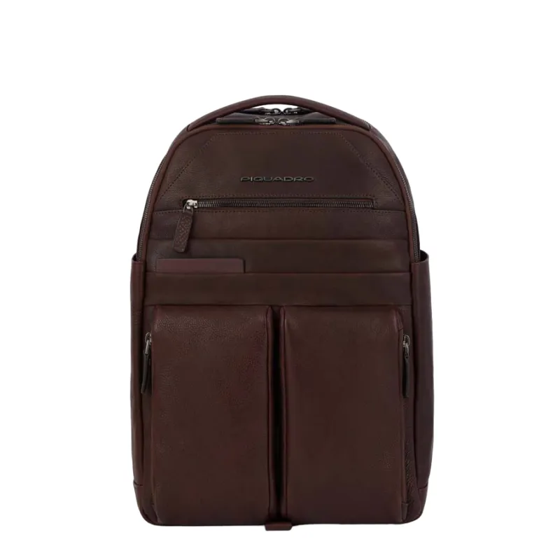 Zaino Porta computer in pelle Piquadro Paavo Testa di moro