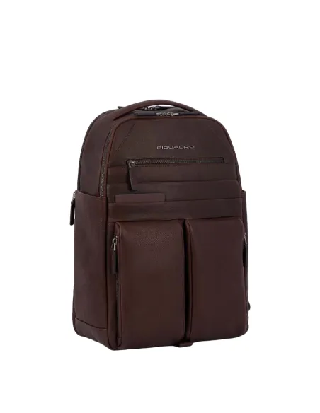 Piquadro Paavo Laptop and iPad® backpack with adjustable sternum strap, dark brown