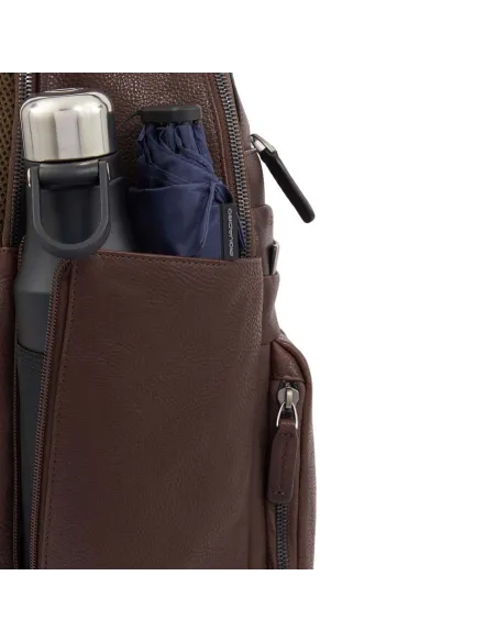 Laptop-Rucksack mit iPad®-Fach und verstellbarem Brustgurt Piquadro Paavo, Dunkelbraun